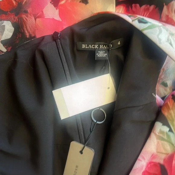 Black Halo Floral Spaghetti strap midi dress-NWT Size 4 - Picture 8 of 13